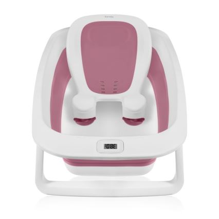 Lionelo - Foldbart babybadekar med termometer BABY BUBBLE 2x LR44 Pink Magnolia