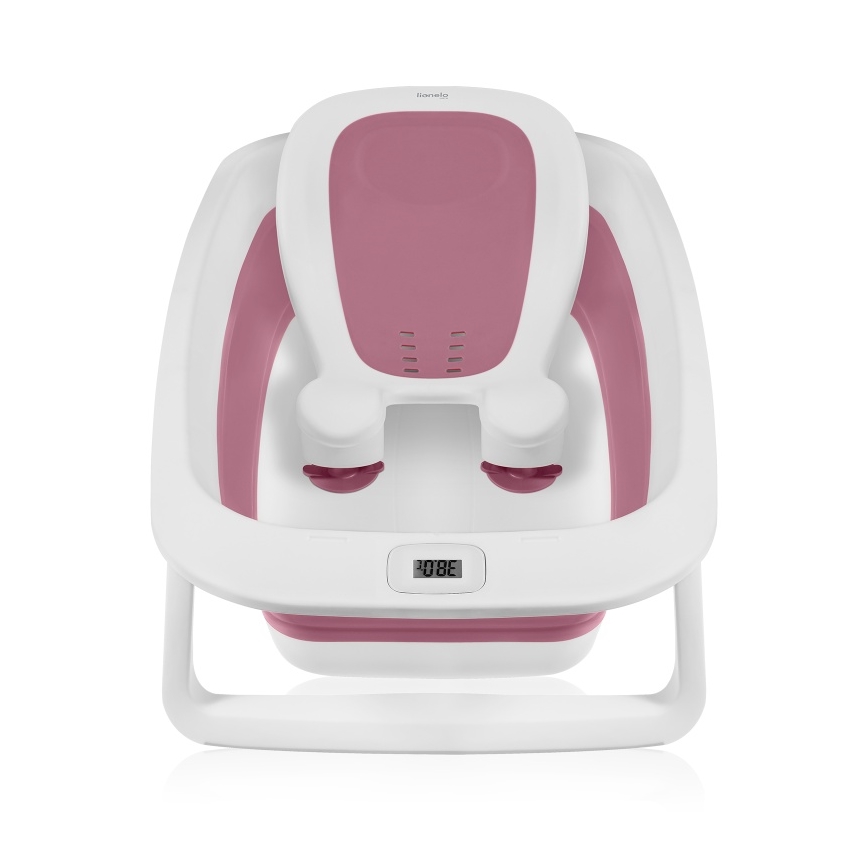 Lionelo - Foldbart babybadekar med termometer BABY BUBBLE 2x LR44 Pink Magnolia
