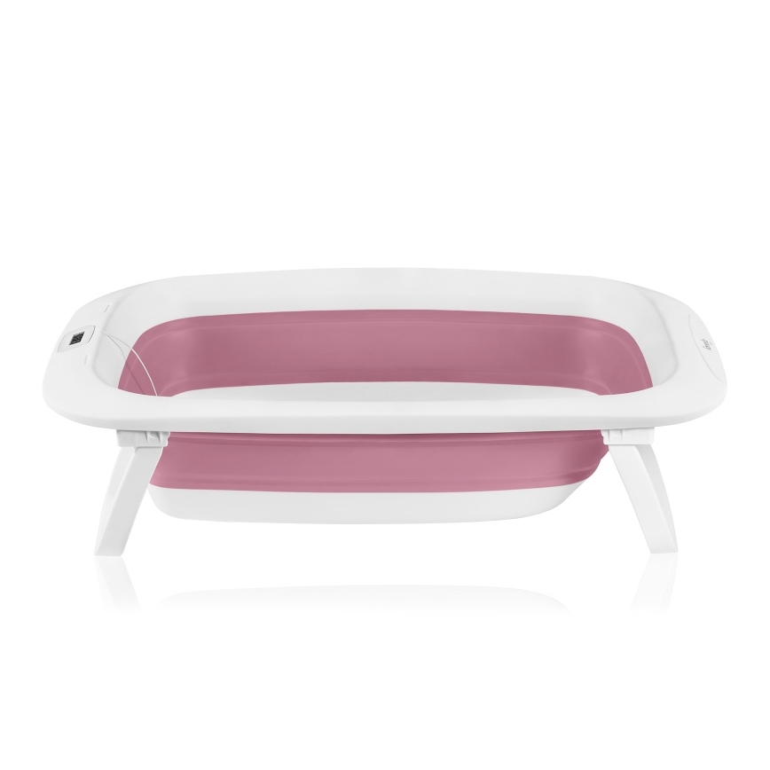 Lionelo - Foldbart babybadekar med termometer BABY BUBBLE 2x LR44 Pink Magnolia