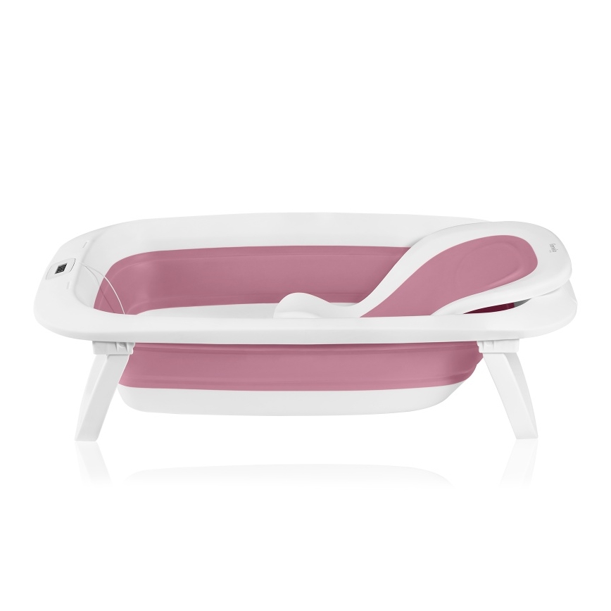 Lionelo - Foldbart babybadekar med termometer BABY BUBBLE 2x LR44 Pink Magnolia