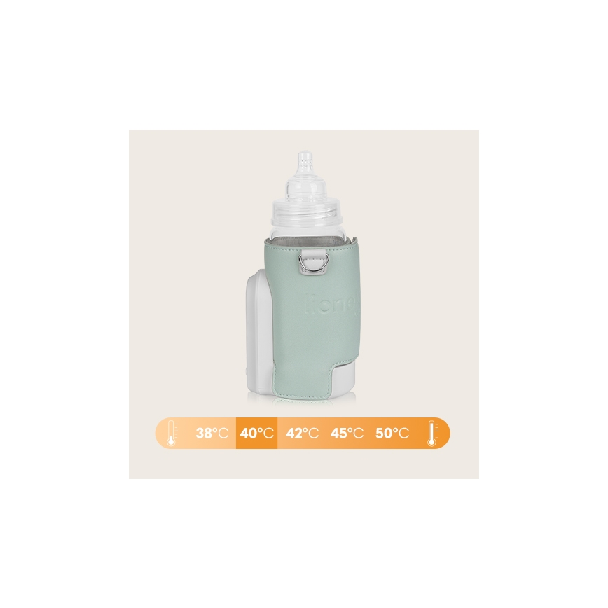 Lionelo - Genopladelig flaskevarmer THERMUP GO EVO 18W/5V grøn/hvid