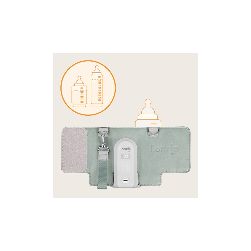 Lionelo - Genopladelig flaskevarmer THERMUP GO EVO 18W/5V grøn/hvid