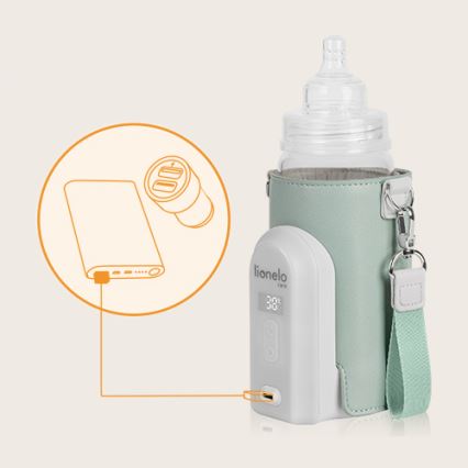 Lionelo - Genopladelig flaskevarmer THERMUP GO EVO 18W/5V grøn/hvid