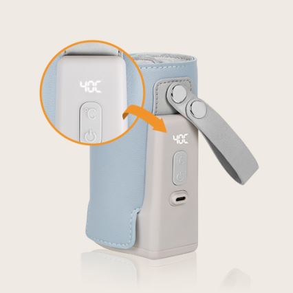 Lionelo - Genopladelig flaskevarmer THERMUP GO PLUS 10W/5V blå/grå