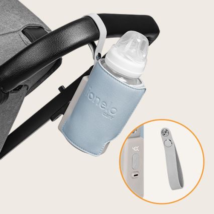 Lionelo - Genopladelig flaskevarmer THERMUP GO PLUS 10W/5V blå/grå