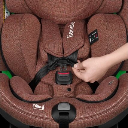 Lionelo - Autostol med base, drejelig HARMONY i-Size 40-150 cm murstensrød