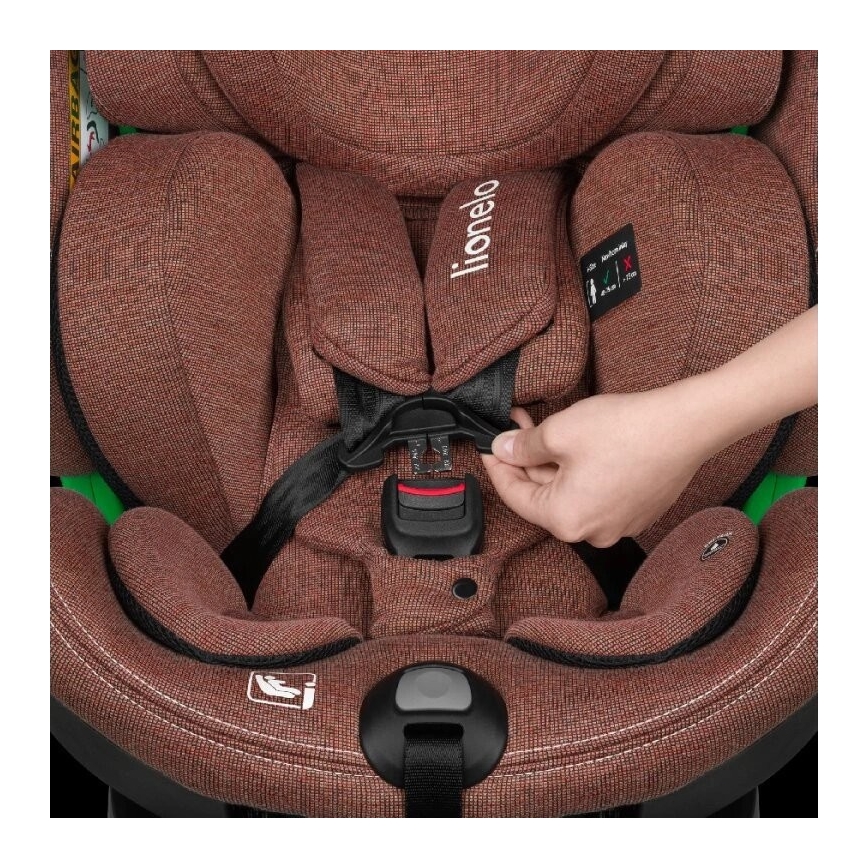 Lionelo - Autostol med base, drejelig HARMONY i-Size 40-150 cm murstensrød