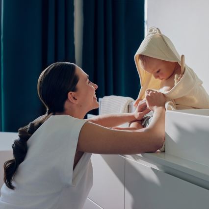 Lionelo - Hættehåndklæde i muslin til børn Beige Cappuccino