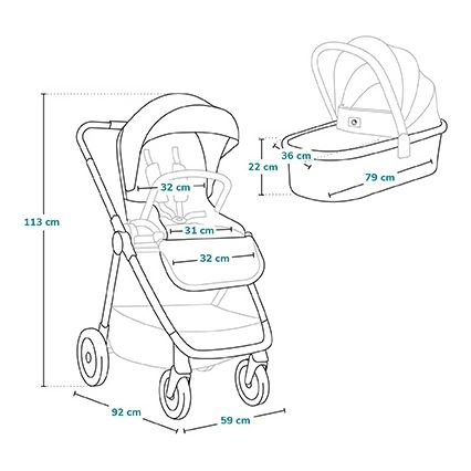 Lionelo - Kombinationsklapvogn 2-i-1 MERIL Beige Sand
