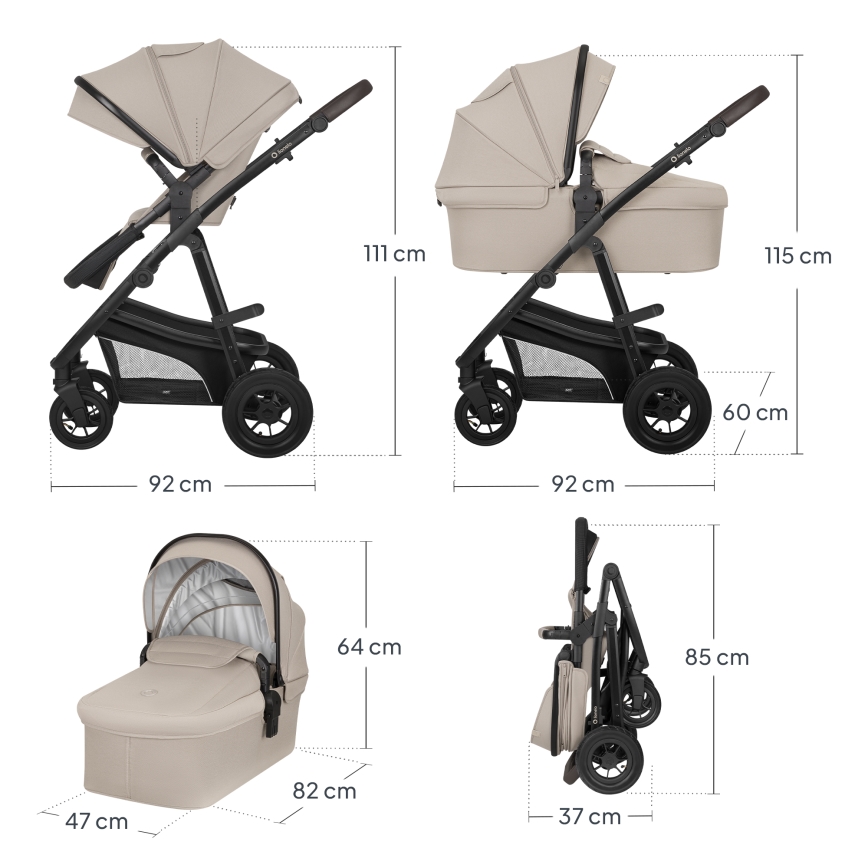 Lionelo - Kombinationsklapvogn 3-i-1 BIANKA Beige Sand