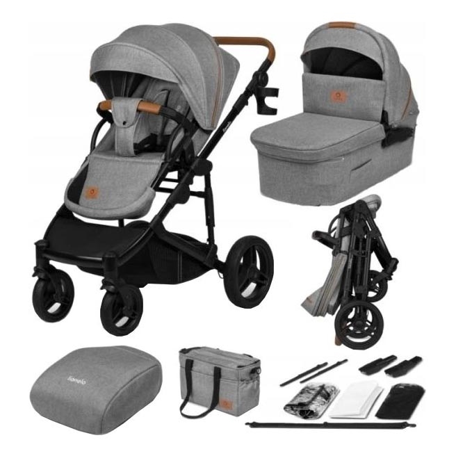 Lionelo - Kombineret 2-i-1 klapvogn MARI TOUR Grey Stone