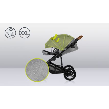 Lionelo - Kombineret 2-i-1 klapvogn MARI TOUR Grey Stone