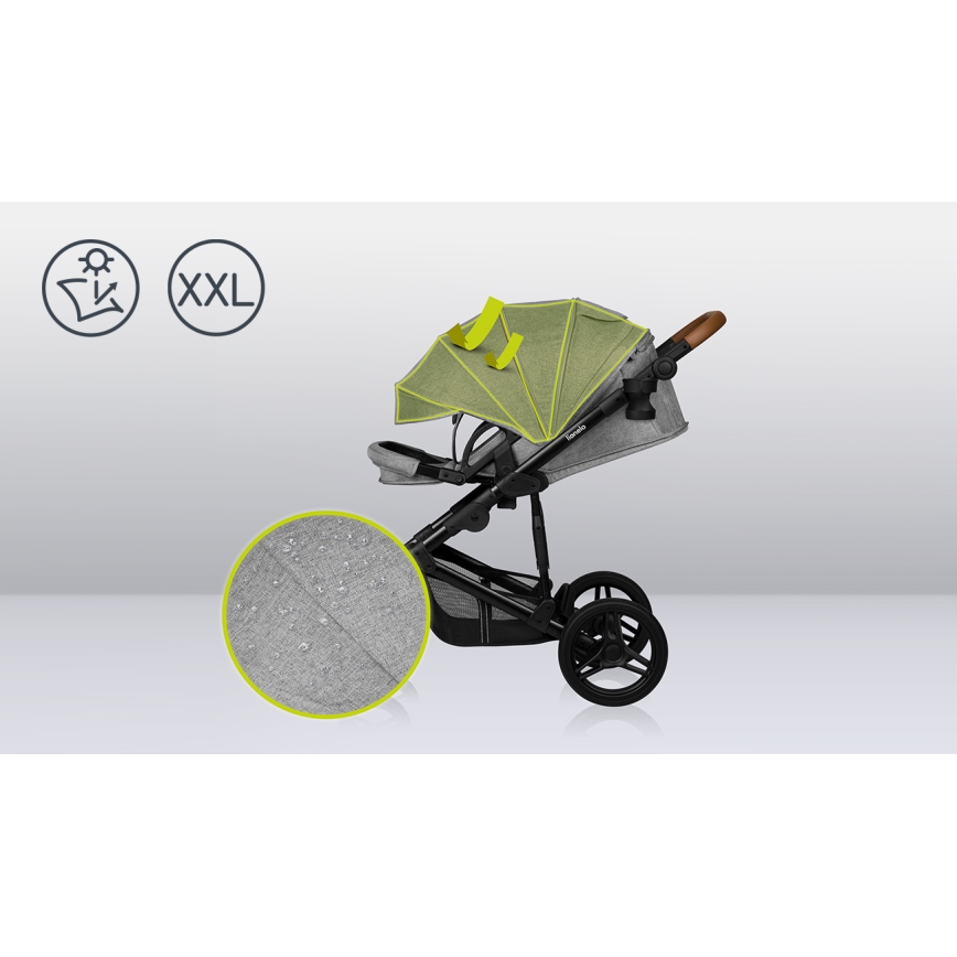 Lionelo - Kombineret 2-i-1 klapvogn MARI TOUR Grey Stone