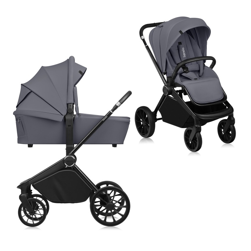 Lionelo - Kombineret 2-i-1 klapvogn MIKA PLUS Grey Stone