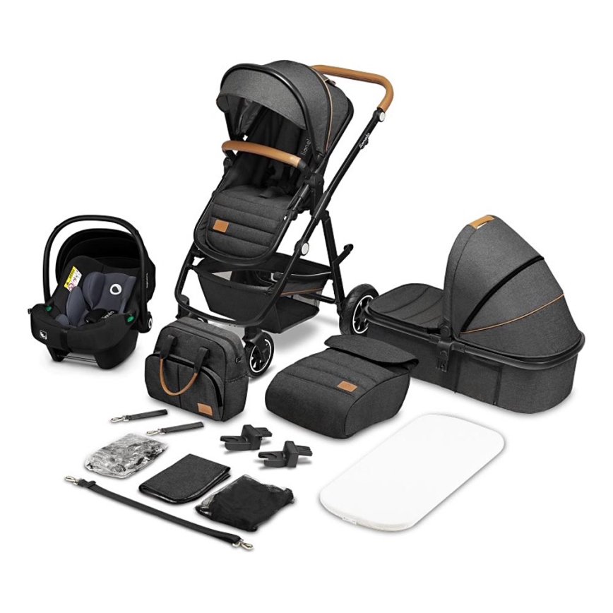 Lionelo - Kombineret 3-i-1 klapvogn AMBER Grey Graphite