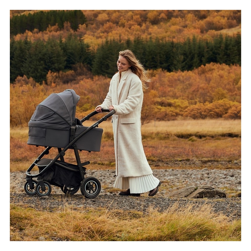 Lionelo - Kombineret 3-i-1 klapvogn AMBER PLUS, grå grafit