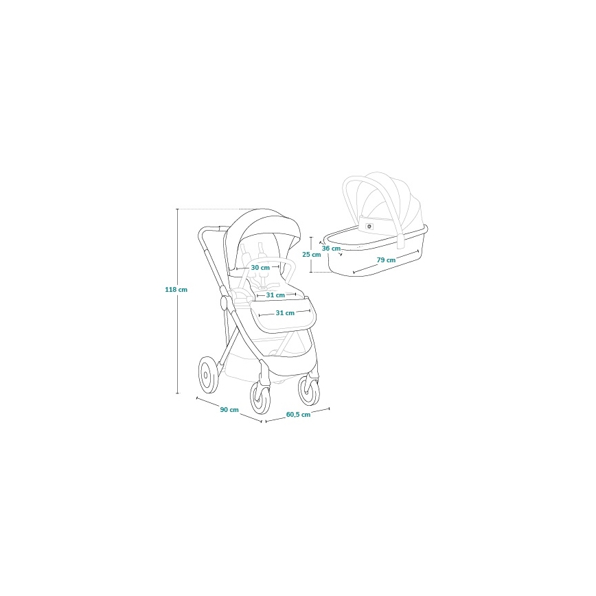 Lionelo - Kombineret barnevogn 2-i-1 AMBER PLUS Grøn Skov