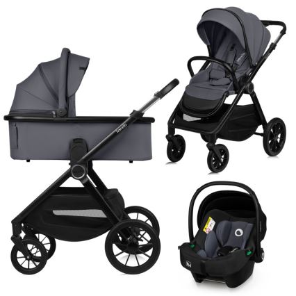 Lionelo - Kombineret barnevogn 3-i-1 LAYLA Grey Stone