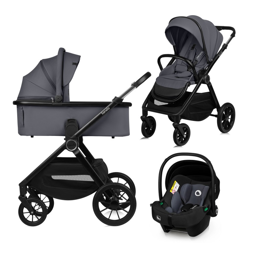 Lionelo - Kombineret barnevogn 3-i-1 LAYLA Grey Stone
