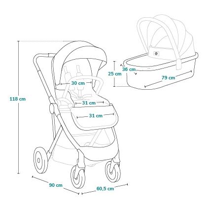 Lionelo - Kombineret klapvogn 2-i-1 AMBER PLUS Beige Sand