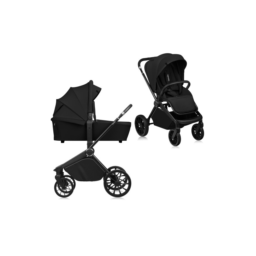 Lionelo - Kombineret klapvogn 2-i-1 MIKA PLUS Sort Onyx