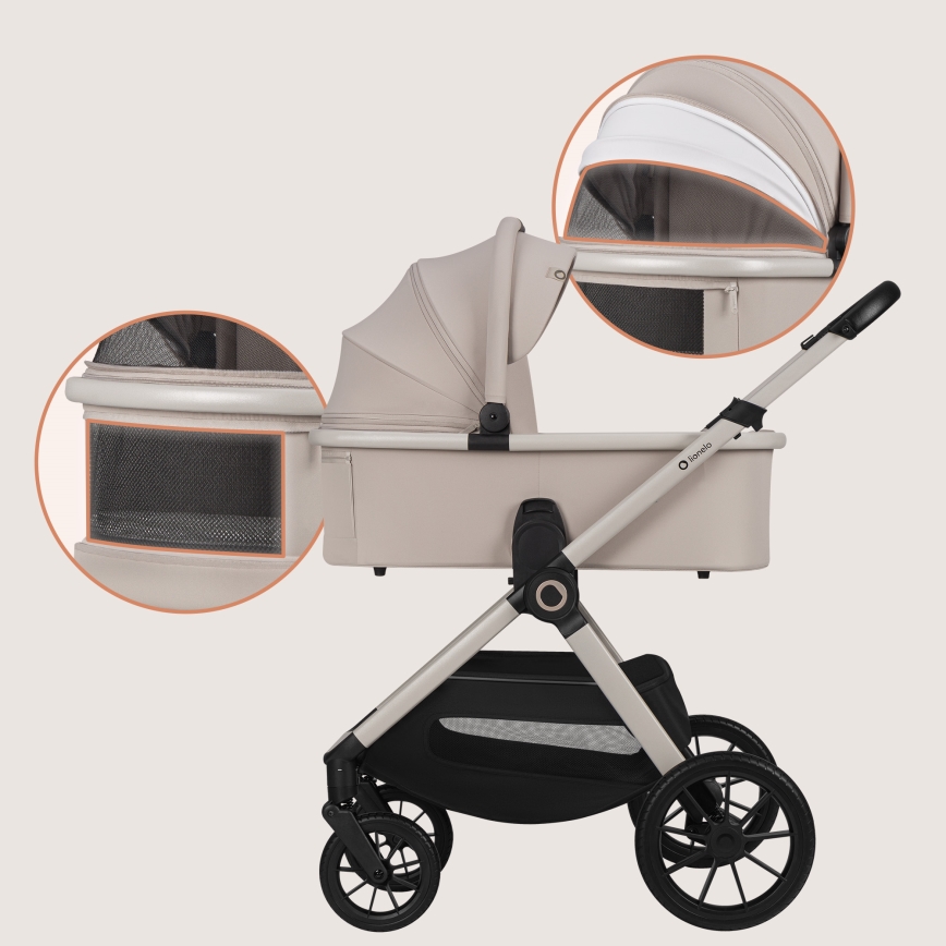 Lionelo - Kombineret klapvogn 3-i-1 LAYLA Beige sand