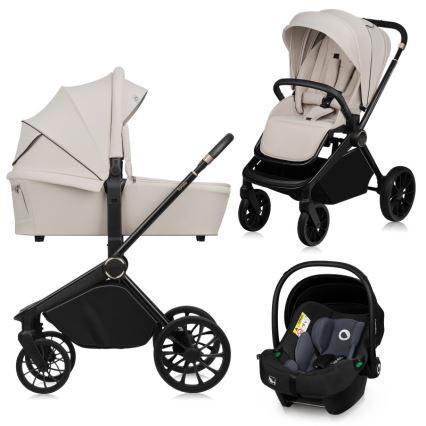 Lionelo - Kombineret klapvogn 3-i-1 MIKA PLUS Beige Sand