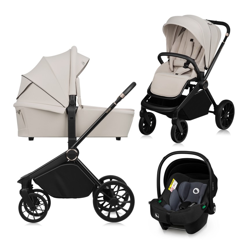 Lionelo - Kombineret klapvogn 3-i-1 MIKA PLUS Beige Sand