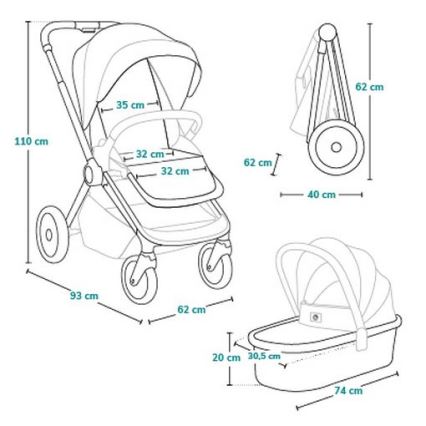 Lionelo - Kombineret klapvogn 3-i-1 MIKA PLUS Beige Sand