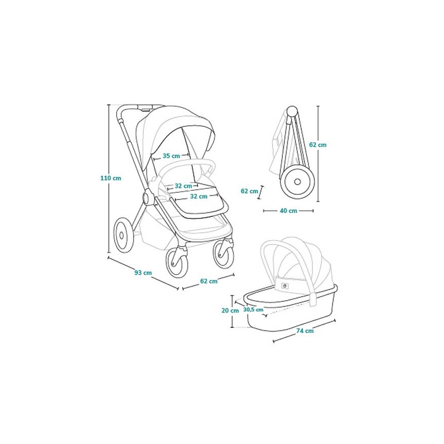 Lionelo - Kombineret klapvogn 3-i-1 MIKA PLUS Beige Sand