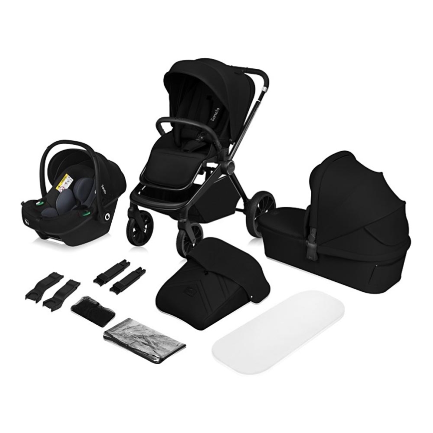 Lionelo - Kombineret klapvogn 3-i-1 MIKA PLUS Black Onyx