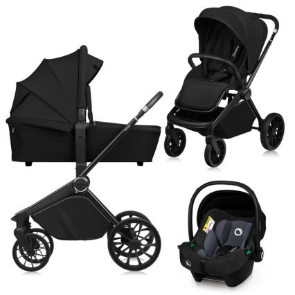 Lionelo - Kombineret klapvogn 3-i-1 MIKA PLUS Black Onyx