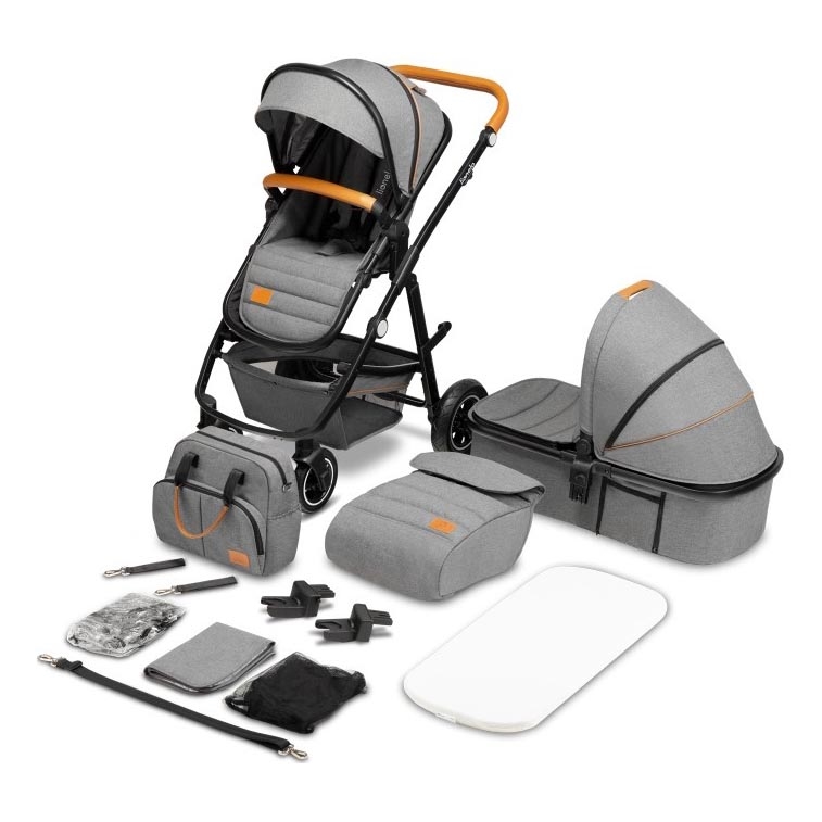 Lionelo - Kombivogn 2-i-1 AMBER Grey Stone