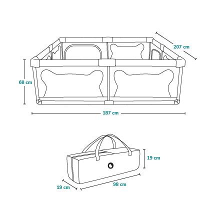 Lionelo - Legeindhegning WILLOW XL grå