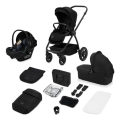 Lionelo - MERIL 3-i-1 kombineret klapvogn Black Onyx