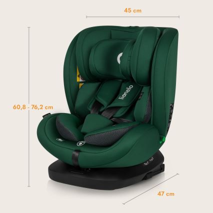 Lionelo - Omdrejelig bilstol med base BASTIAAN i-Size 40-150 cm Green Forest