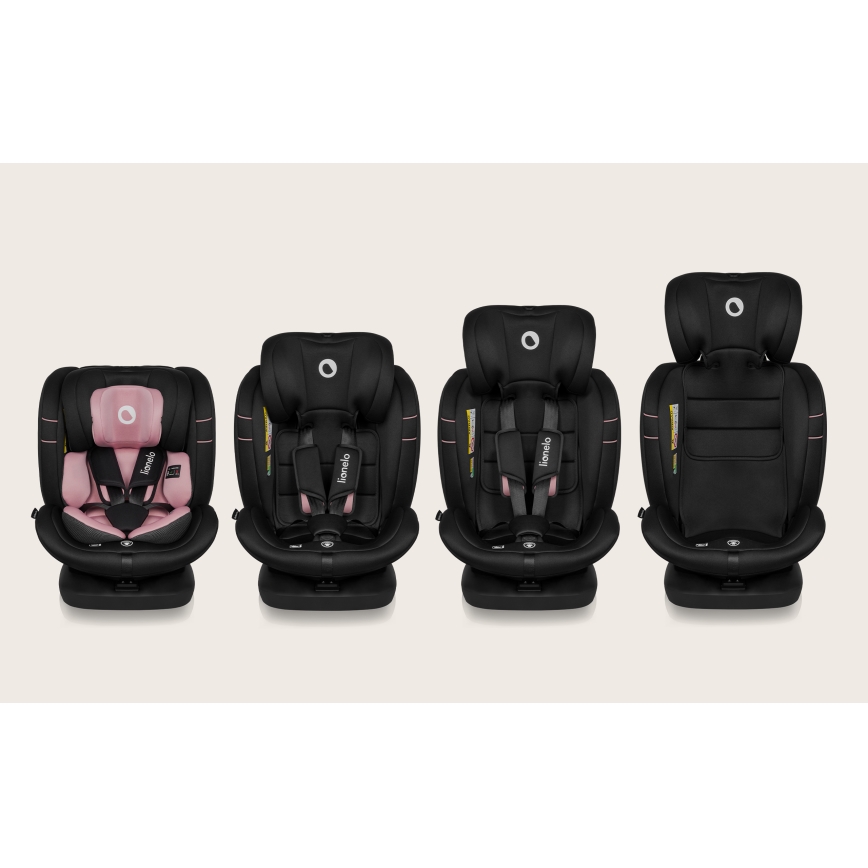 Lionelo - Omdrejelig bilstol med base BASTIAAN i-Size 40-150 cm Pink Rose