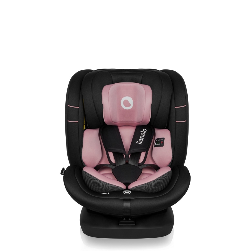 Lionelo - Omdrejelig bilstol med base BASTIAAN i-Size 40-150 cm Pink Rose