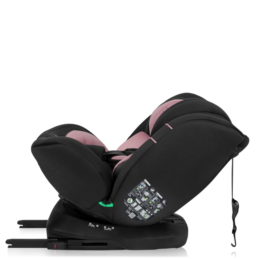 Lionelo - Omdrejelig bilstol med base BASTIAAN i-Size 40-150 cm Pink Rose