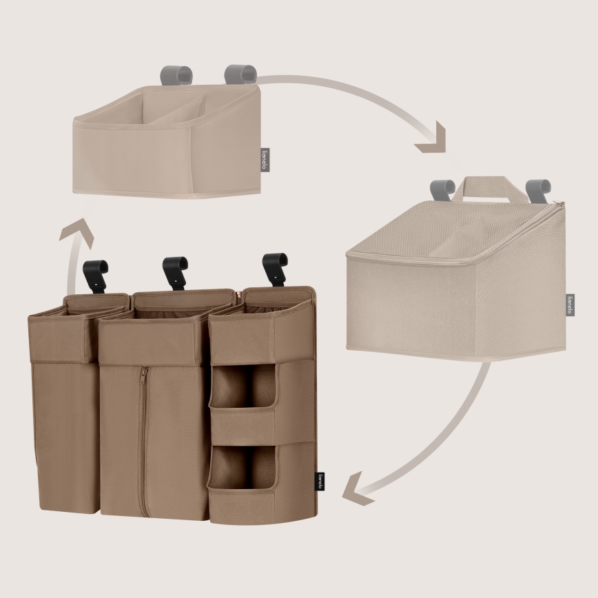 Lionelo - Organizer til babyseng 3-i-1 SIDEPOCKET Beige