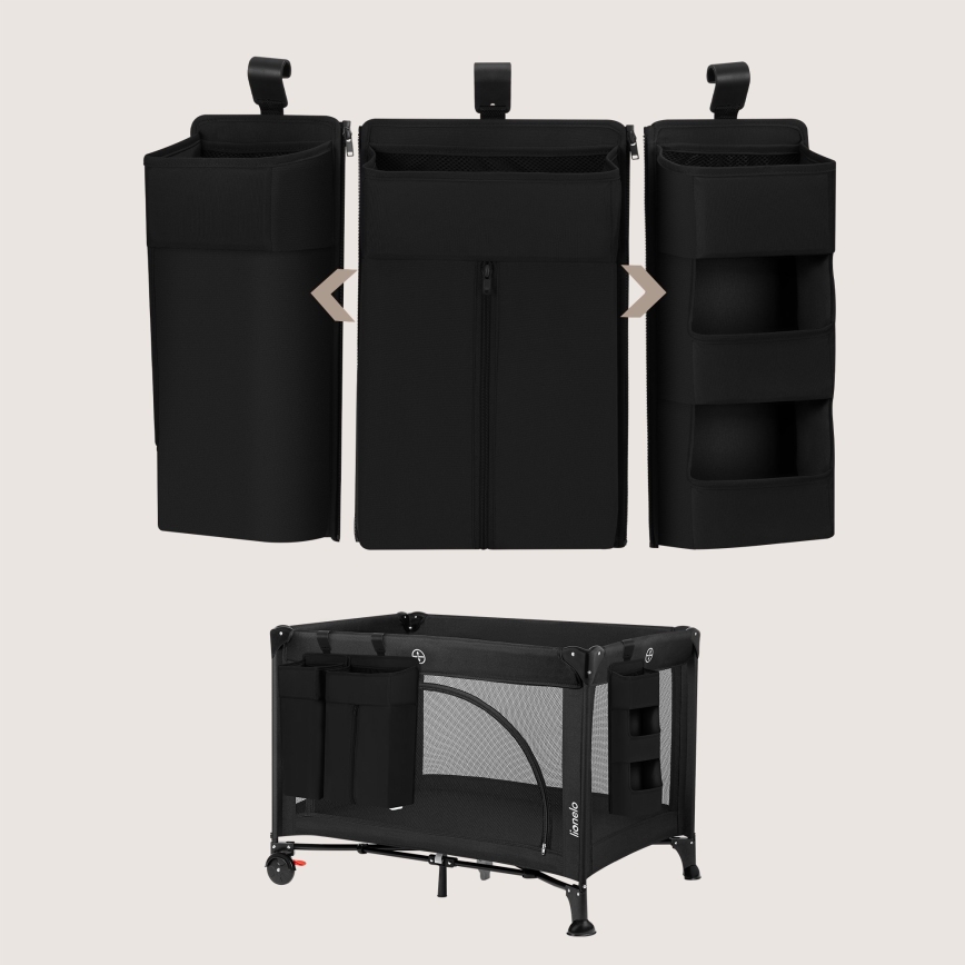 Lionelo - Organizer til babyseng 3-i-1 SIDEPOCKET Sort