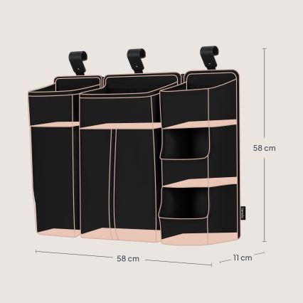 Lionelo - Organizer til babyseng 3-i-1 SIDEPOCKET Sort