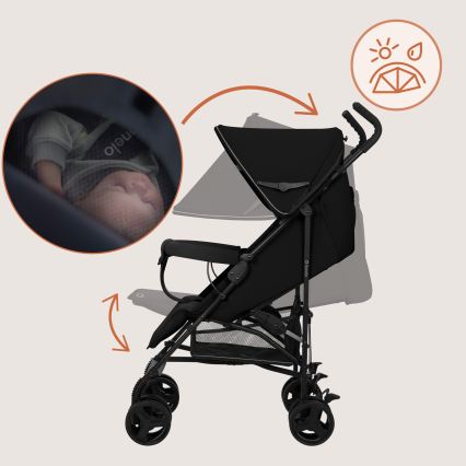 Lionelo - Paraplyklapvogn ELIA Sort Onyx