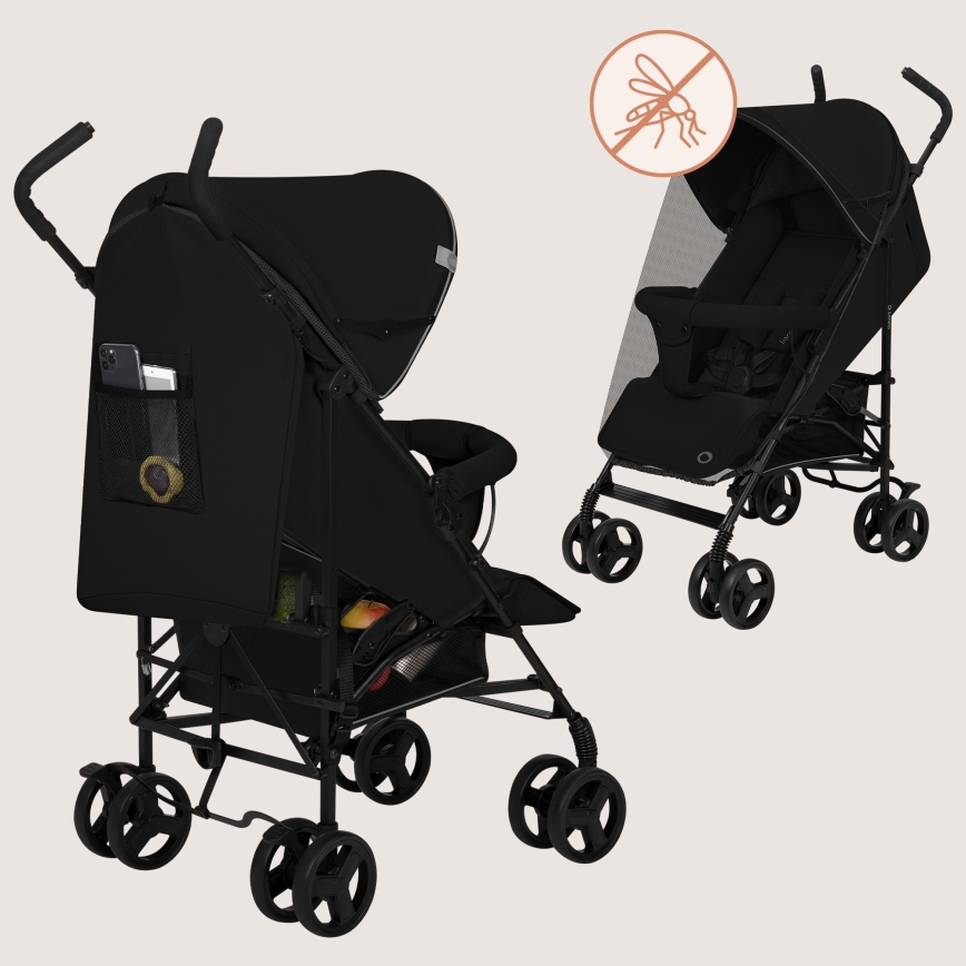 Lionelo - Paraplyklapvogn ELIA Sort Onyx