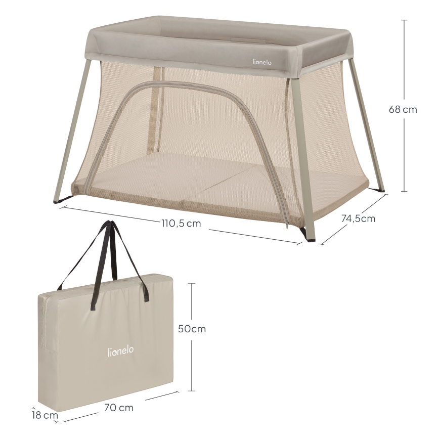 Lionelo - Rejseseng 3-i-1 ALICE Beige Olive