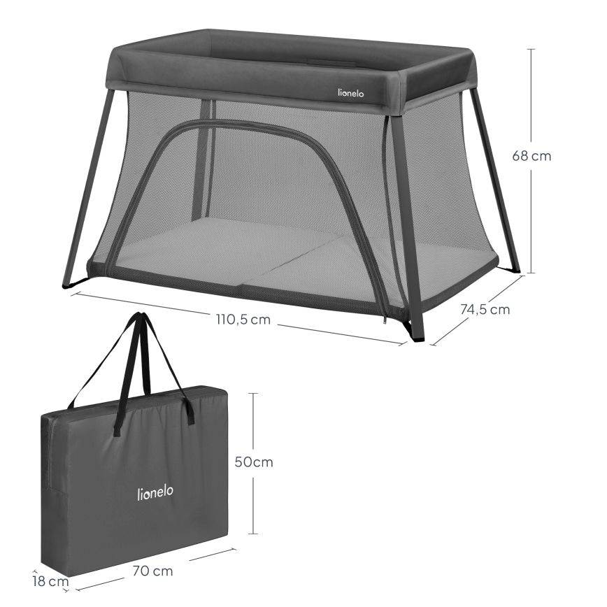 Lionelo - Rejseseng 3-i-1 ALICE Grey