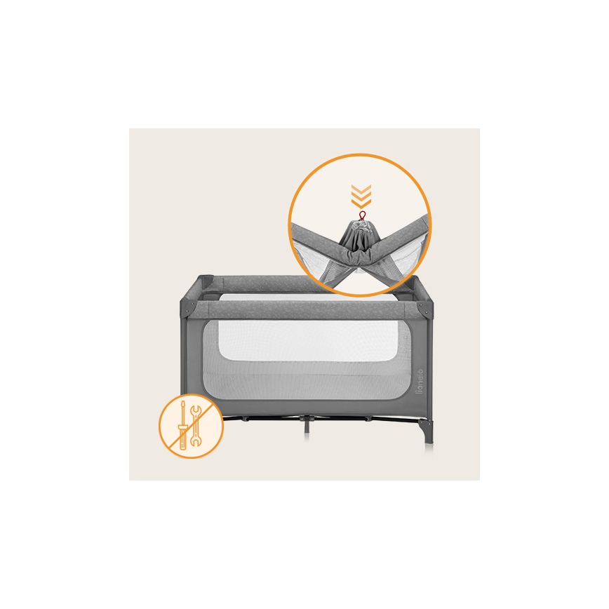 Lionelo - Rejseseng JASMIN EASY FOLD Stengrå