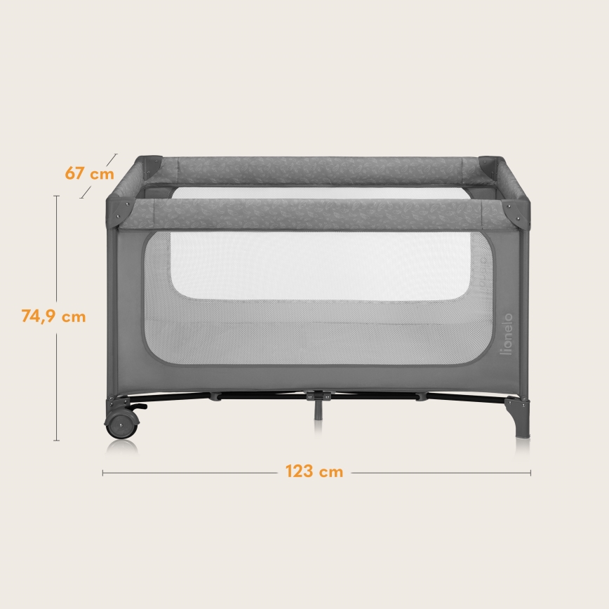 Lionelo - Rejseseng JASMIN EASY FOLD Stengrå