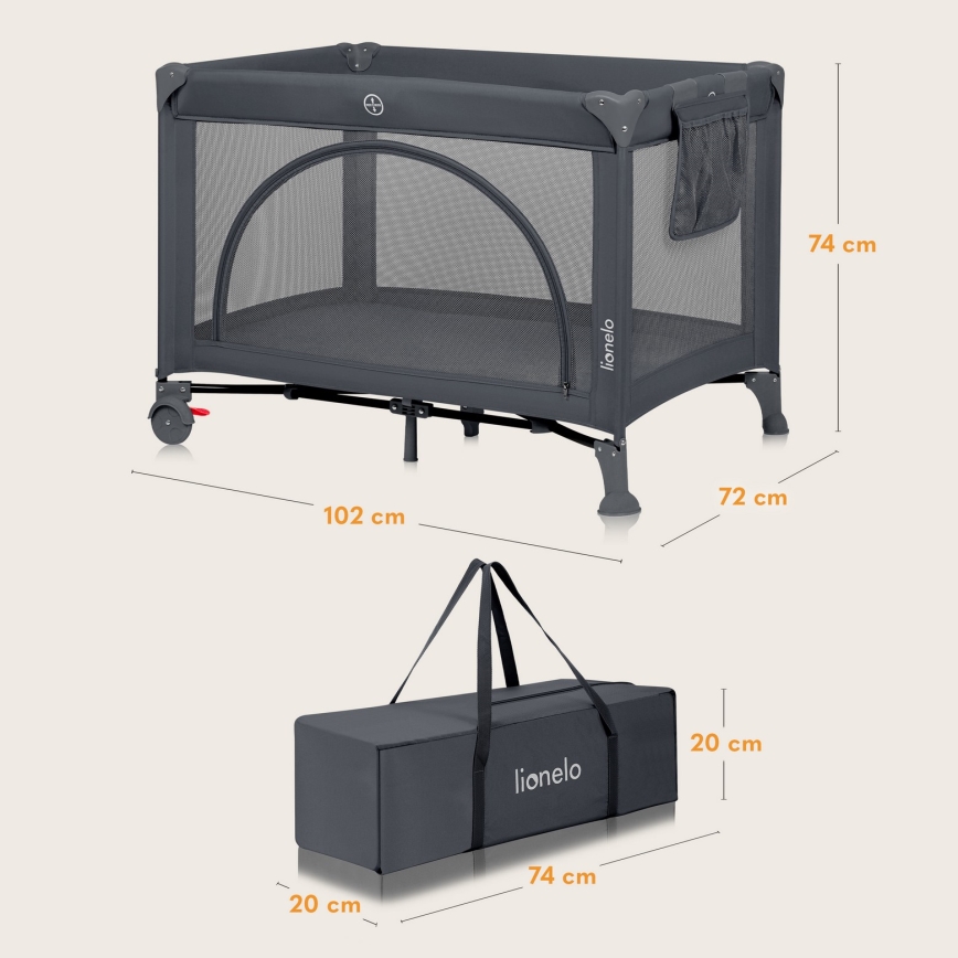 Lionelo - Rejseseng LAURA Grå Beton