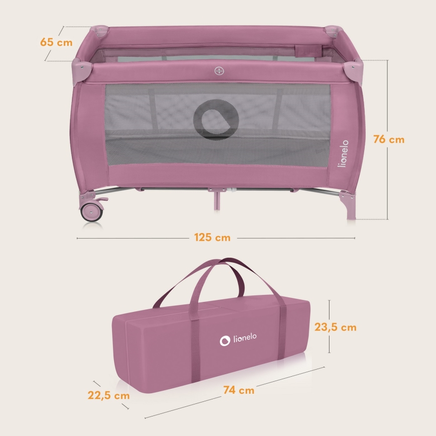 Lionelo - Rejseseng STEFI PLUS Pink Magnolia